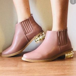 Blush Pink Booties with Pearl Heels size:8.5